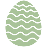 Stylized green Easter egg with wavy lines.